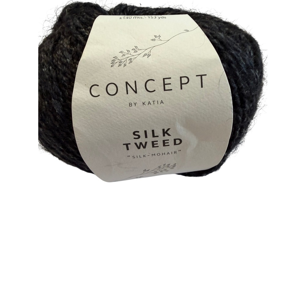 New Concept by Katia Silk Tweed Yarn Charcoal Black Silk Mohair Discontinued